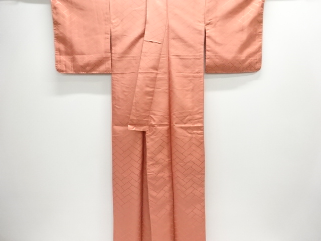  桧垣模様織り出し色無地着物